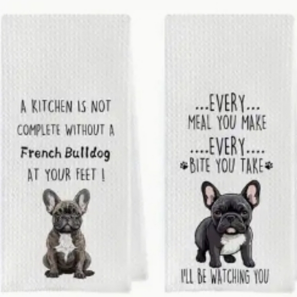 Other - Samson's FRIENDS 2 Pc SET French Bulldog Kitchen Towels